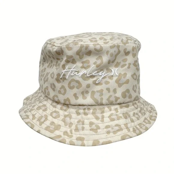 Hurley Unisex Tan Leopard Print Outdoor Embroidered Logo Scripted Bucket Hat - Picture 1 of 5